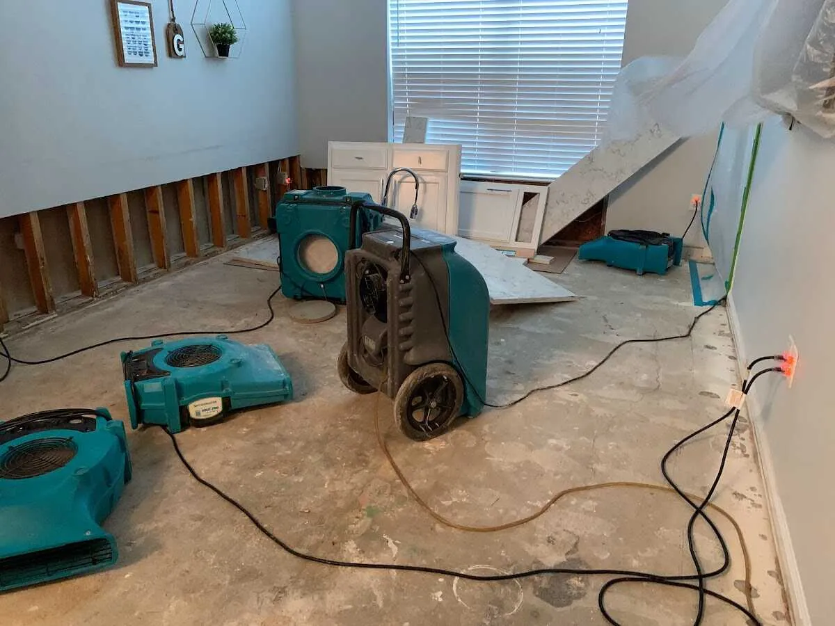 Dehumidifier in flood-cut room for Water Damage Restoration in Sunrise Manor